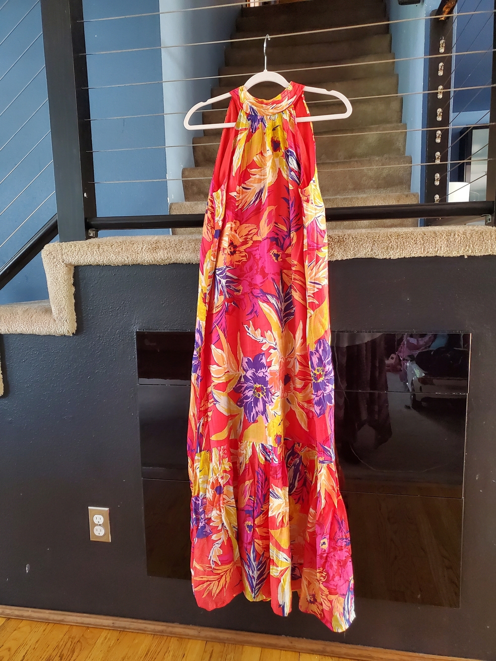 Cynthia Steffe Tropical Red Floral Halter Maxi Dress